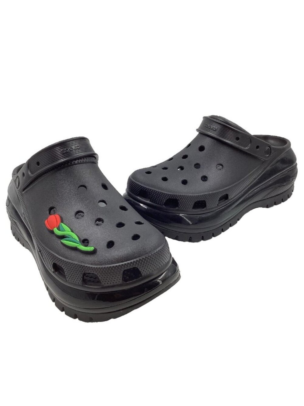 Crocs Classic Mega Crush Clogs Mens 11 Womens 12.5 Black Platform Slip On Shoes